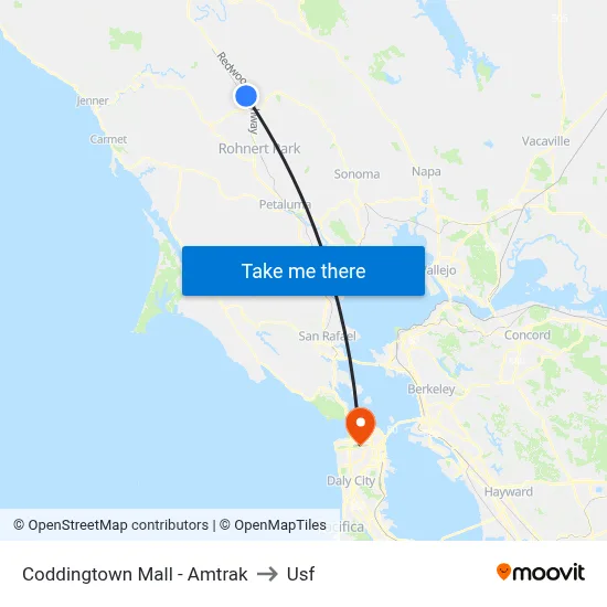 Coddingtown Mall - Amtrak to Usf map