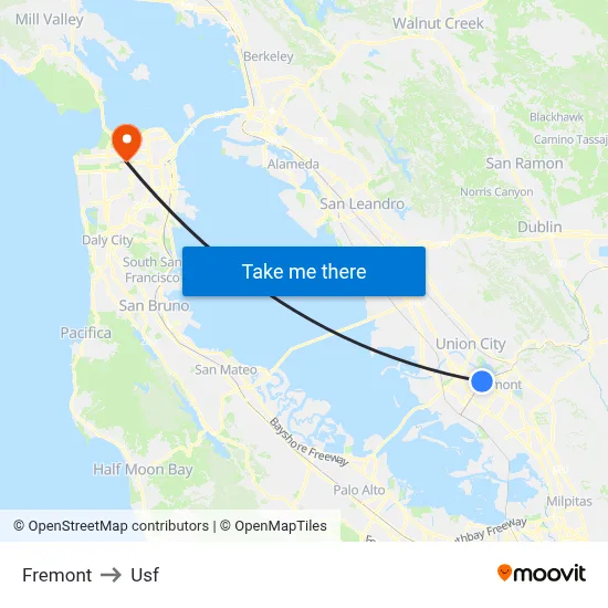 Fremont to Usf map
