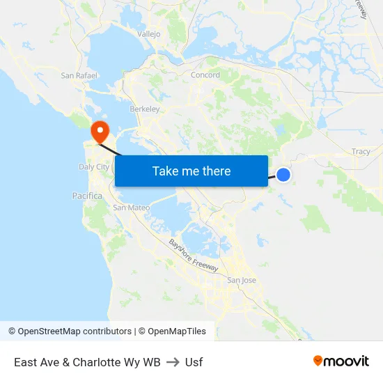 East Ave & Charlotte Wy WB to Usf map