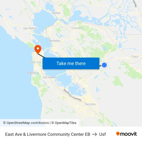 East Ave & Livermore Community Center EB to Usf map