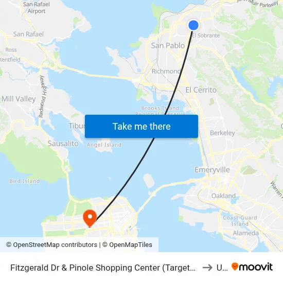 Fitzgerald Dr & Pinole Shopping Center (Target/Applebees) to Usf map