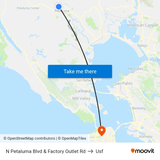 N Petaluma Blvd & Factory Outlet Rd to Usf map