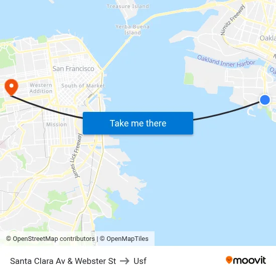 Santa Clara Av & Webster St to Usf map