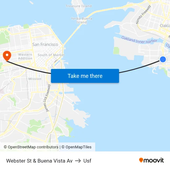 Webster St & Buena Vista Av to Usf map