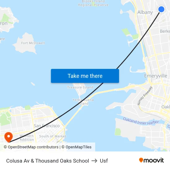 Colusa Av & Thousand Oaks School to Usf map