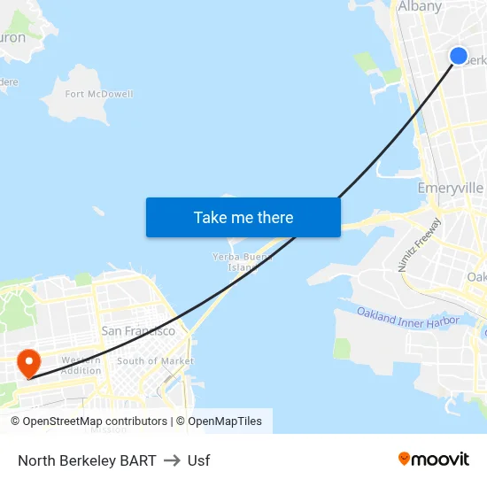 North Berkeley BART to Usf map