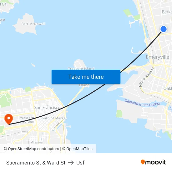 Sacramento St & Ward St to Usf map