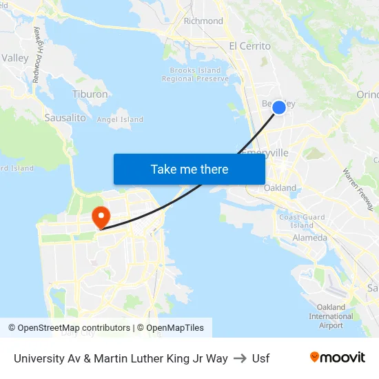 University Av & Martin Luther King Jr Way to Usf map