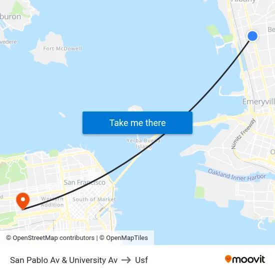 San Pablo Av & University Av to Usf map