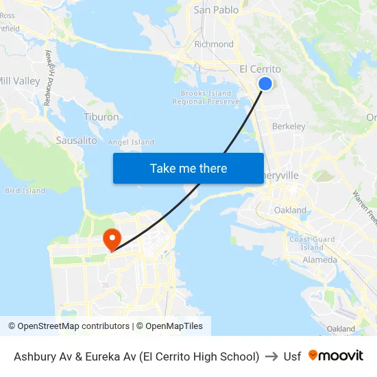Ashbury Av & Eureka Av (El Cerrito High School) to Usf map