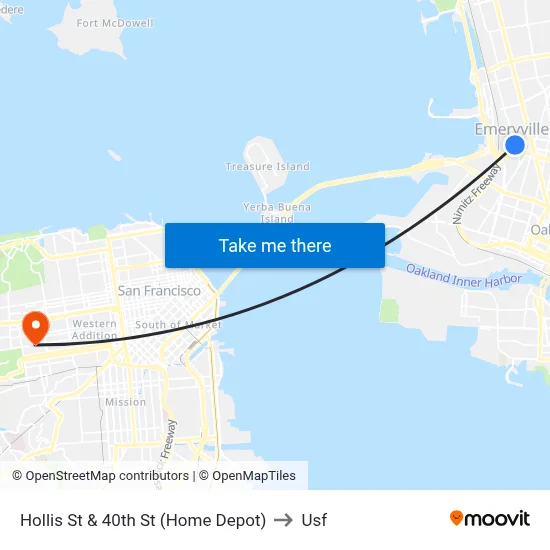 Hollis St & 40th St (Home Depot) to Usf map