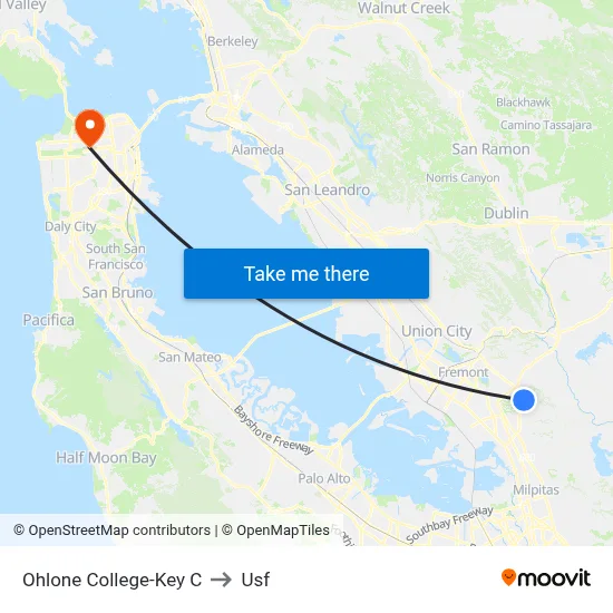 Ohlone College-Key C to Usf map