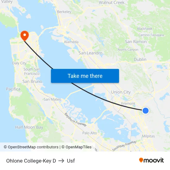 Ohlone College-Key D to Usf map