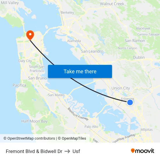 Fremont Blvd & Bidwell Dr to Usf map
