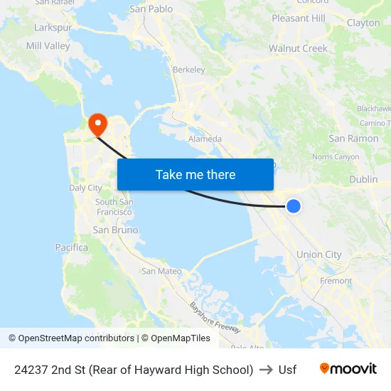 24237 2nd St (Rear of Hayward High School) to Usf map