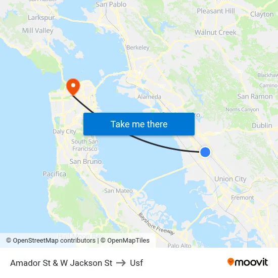 Amador St & W Jackson St to Usf map