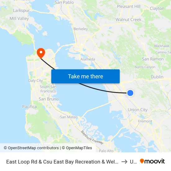 East Loop Rd & Csu East Bay Recreation & Wellness to Usf map
