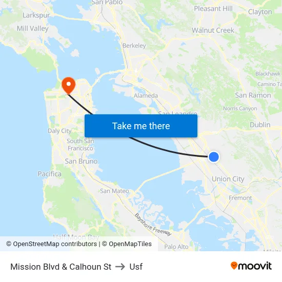 Mission Blvd & Calhoun St to Usf map
