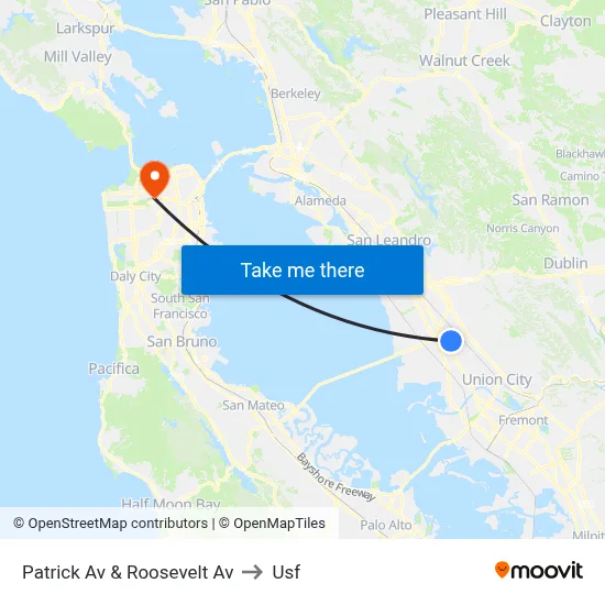 Patrick Av & Roosevelt Av to Usf map