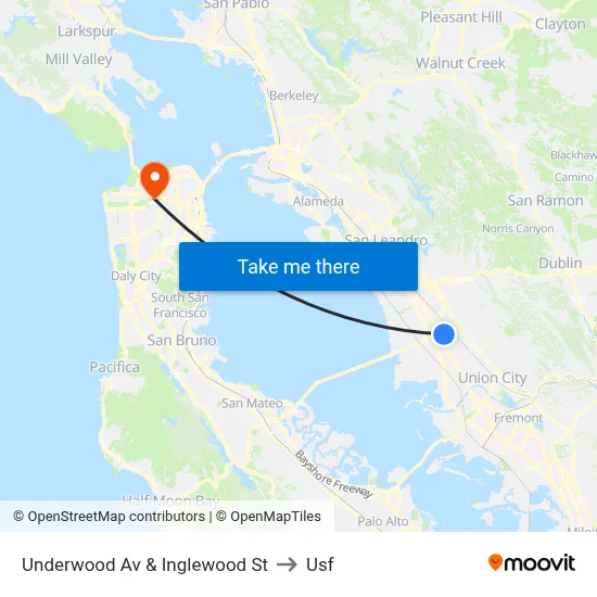 Underwood Av & Inglewood St to Usf map