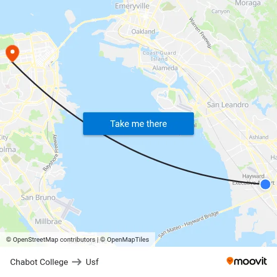 Chabot College to Usf map