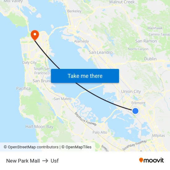 New Park Mall to Usf map