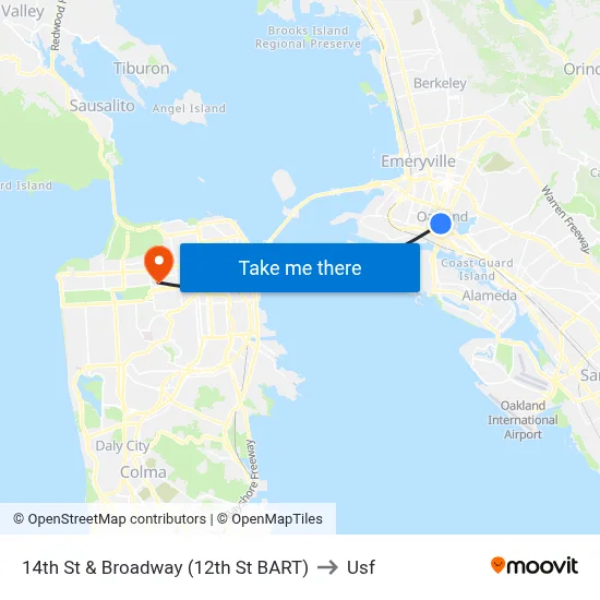 14th St & Broadway (12th St BART) to Usf map