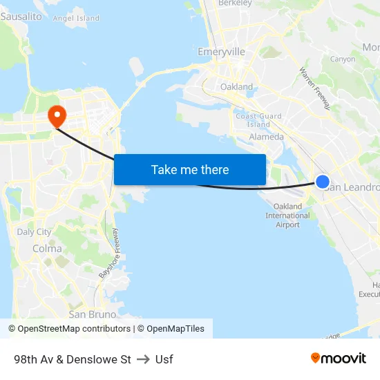 98th Av & Denslowe St to Usf map