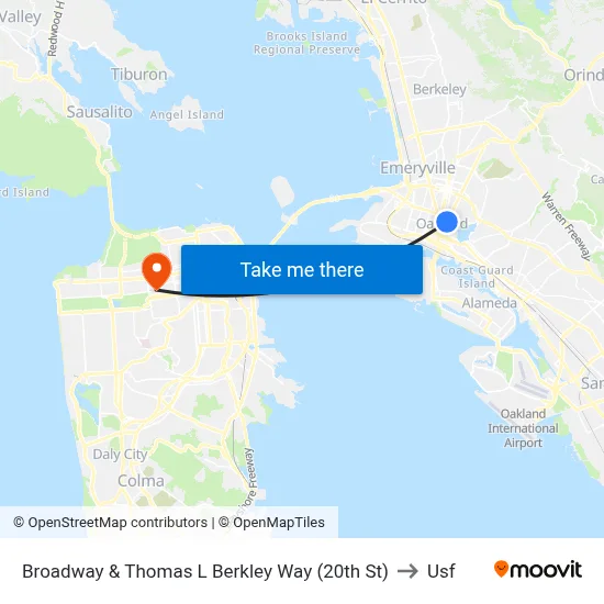 Broadway & Thomas L Berkley Way (20th St) to Usf map