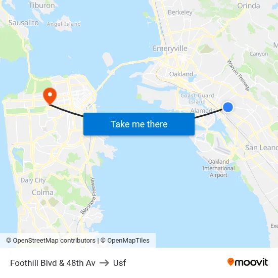 Foothill Blvd & 48th Av to Usf map