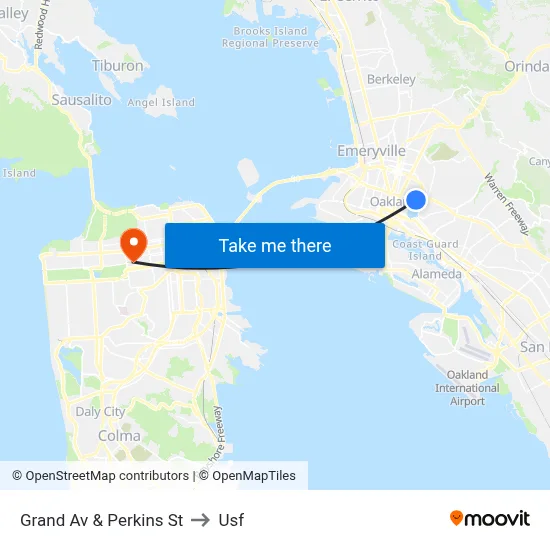 Grand Av & Perkins St to Usf map
