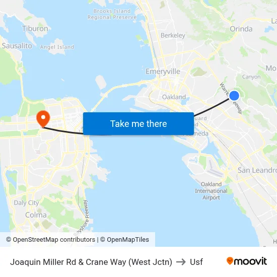 Joaquin Miller Rd & Crane Way (West Jctn) to Usf map