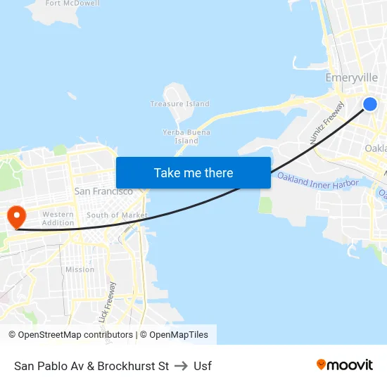 San Pablo Av & Brockhurst St to Usf map