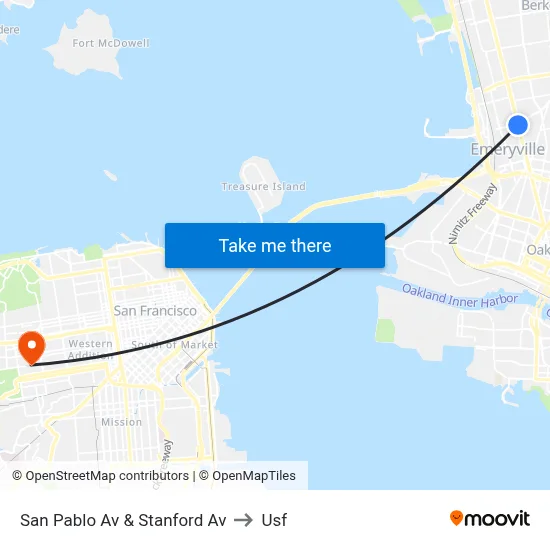 San Pablo Av & Stanford Av to Usf map