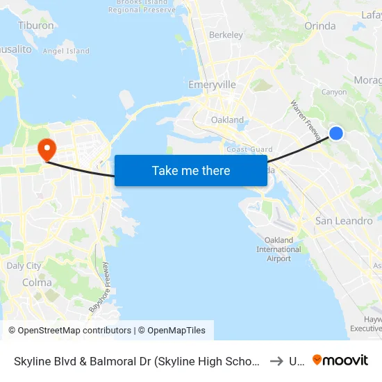 Skyline Blvd & Balmoral Dr (Skyline High School) to Usf map