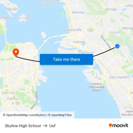 Skyline High School to Usf map