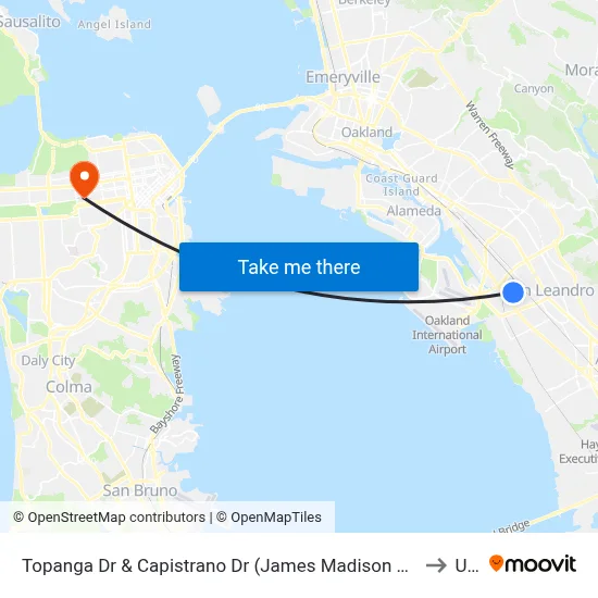 Topanga Dr & Capistrano Dr (James Madison Mid. S) to Usf map