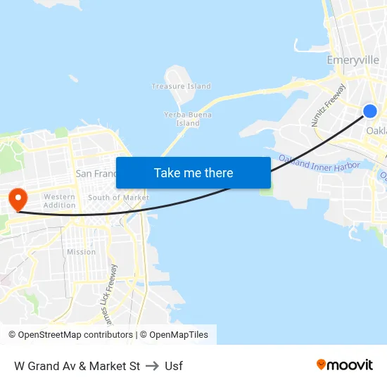 W Grand Av & Market St to Usf map