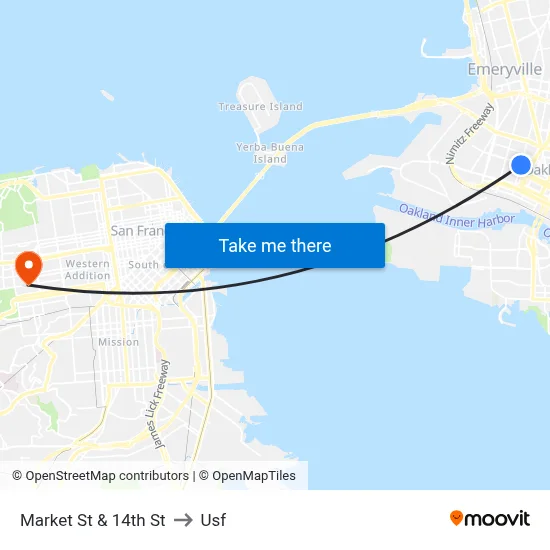Market St & 14th St to Usf map