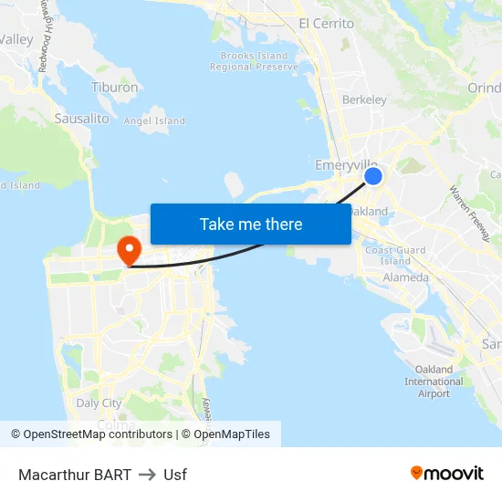 Macarthur BART to Usf map
