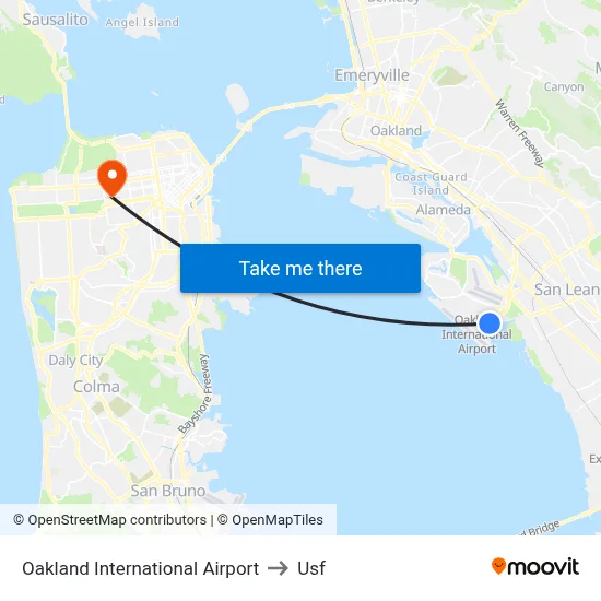 Oakland International Airport to Usf map