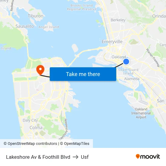 Lakeshore Av & Foothill Blvd to Usf map