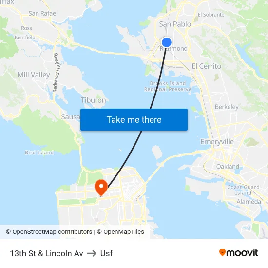 13th St & Lincoln Av to Usf map