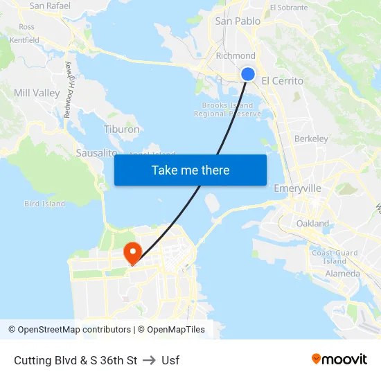 Cutting Blvd & S 36th St to Usf map