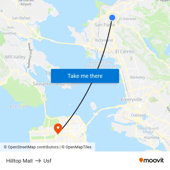 Hilltop Mall to Usf map