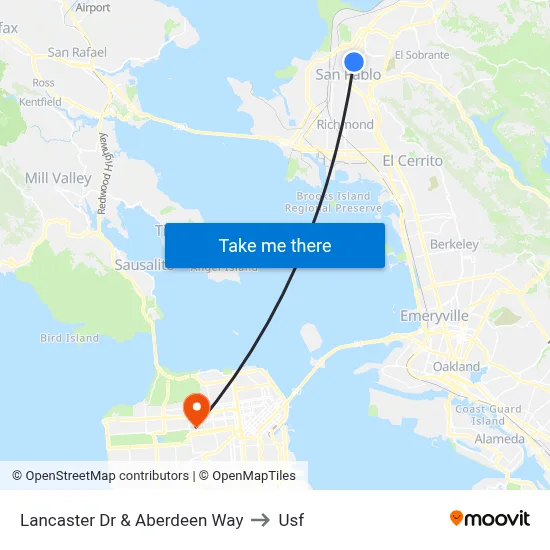 Lancaster Dr & Aberdeen Way to Usf map