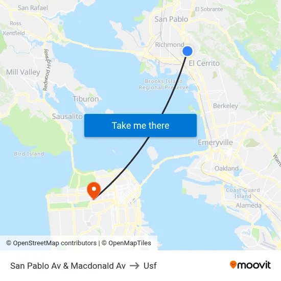 San Pablo Av & Macdonald Av to Usf map