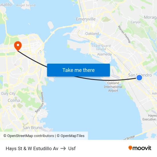Hays St & W Estudillo Av to Usf map