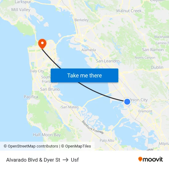 Alvarado Blvd & Dyer St to Usf map
