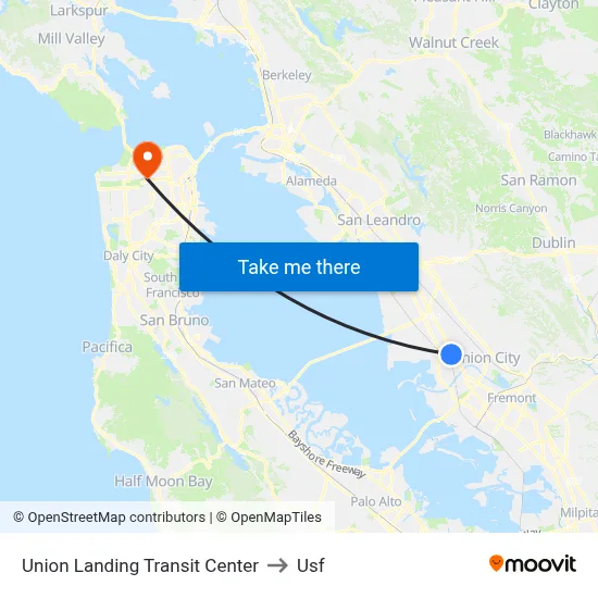 Union Landing Transit Center to Usf map